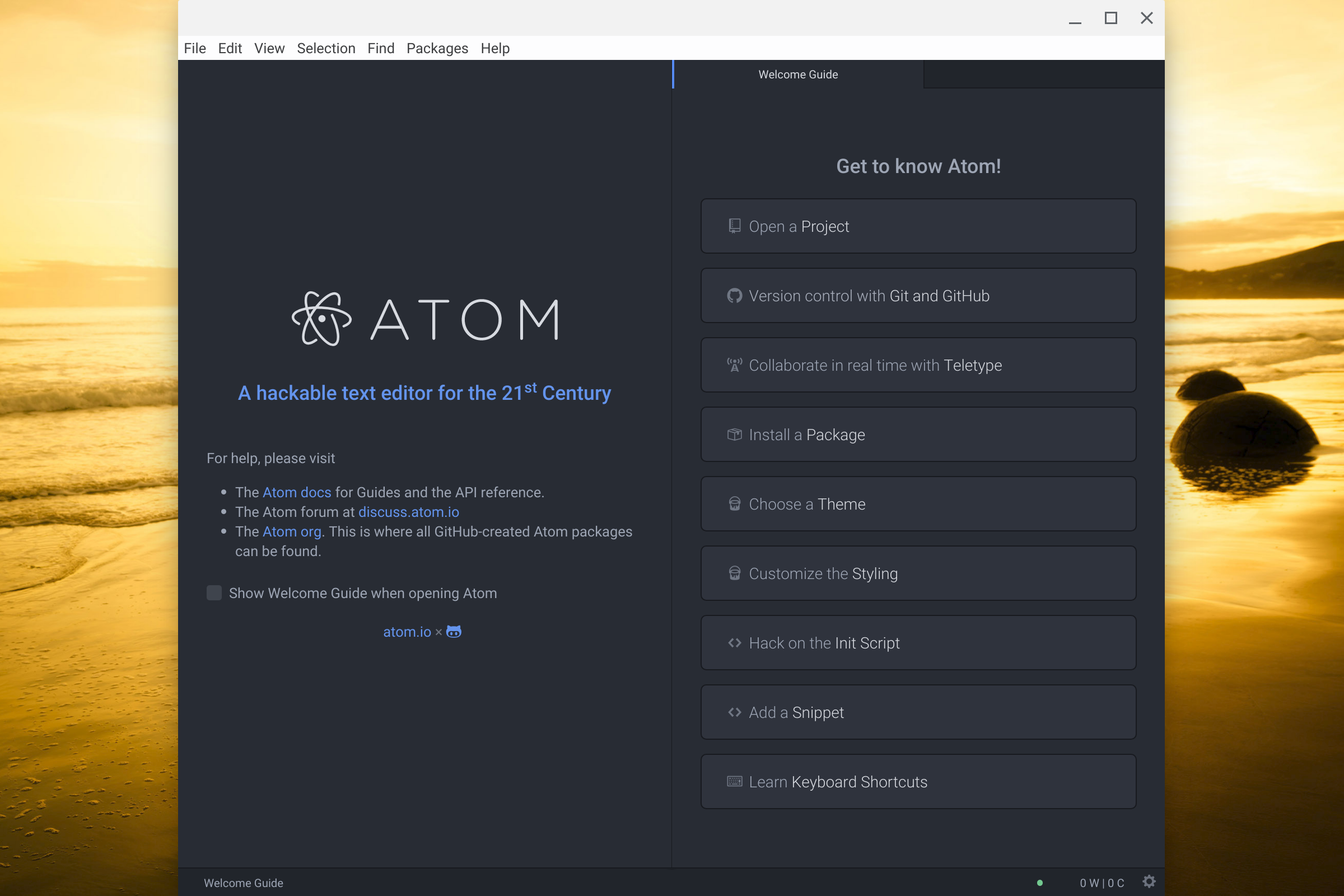 Screenshot of Atom on Chrome OS